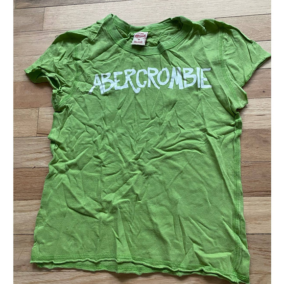 Vintage Y2K Abercrombie Green Fitted Tee Shirt - Picture 1 of 4